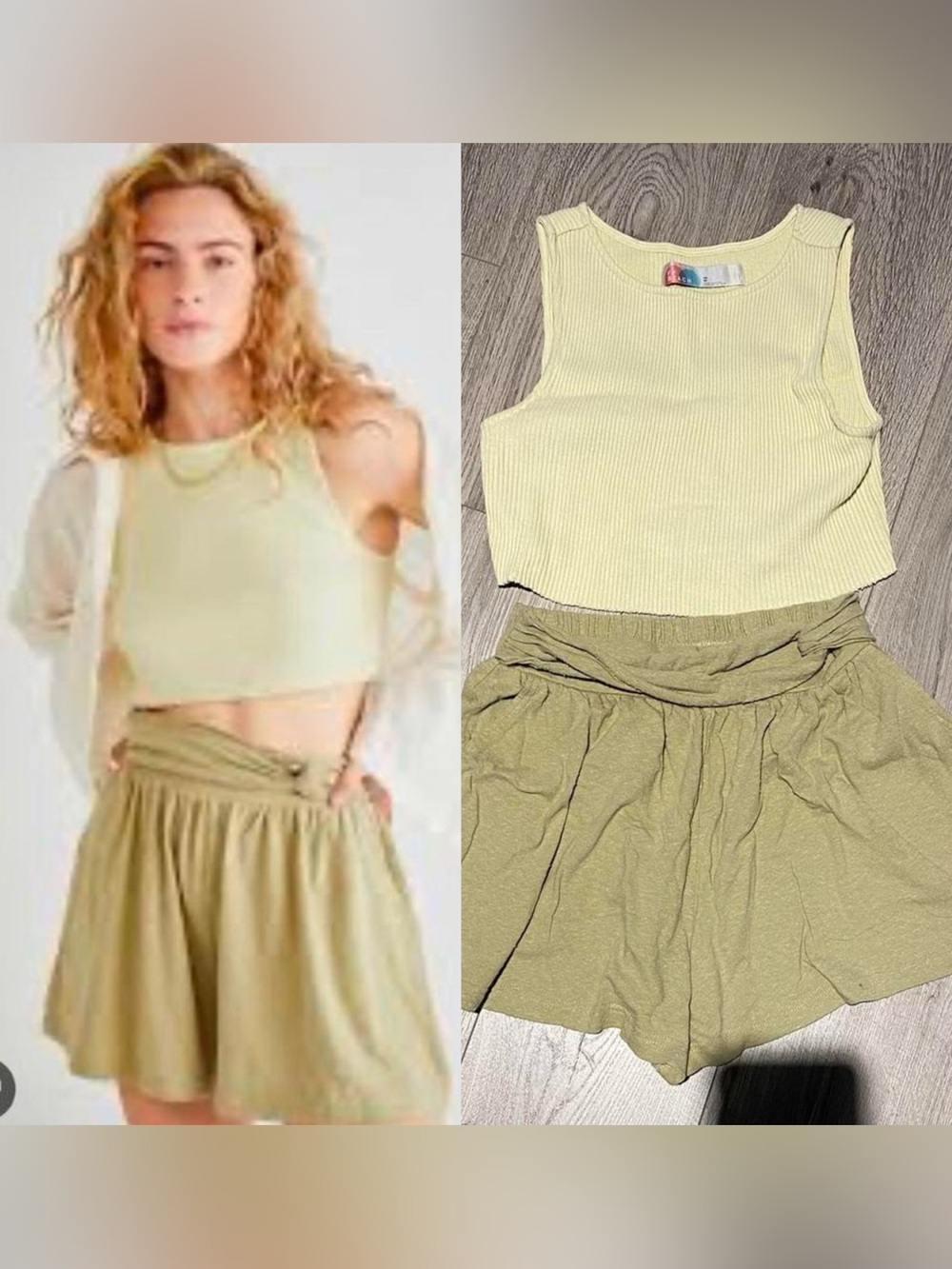 Free People 2-piece set, Ribbed Crop Tank top and matching shorts, size Xs
